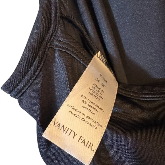 Vanity Fair Black Chemise Sleek Satin Slip - Picture 6 of 8